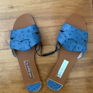 Zara Blue Crossover Leather Sandals